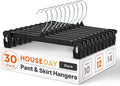 HOUSE DAY 30 Pack Pants Hangers - 12 Inch Plastic Hangers with Non Slip Clips for Skirts, Jeans, Shorts, Trousers - Space Saving Clip Hangers with 360-Degree Rotating Hook
