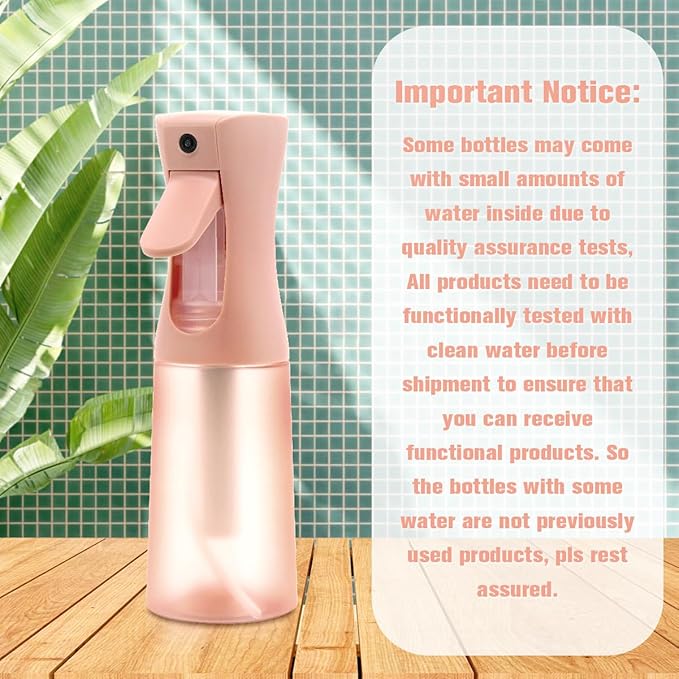 Empty Spray bottles, Spray Water Bottle Fine Mist Refillable, Continuous Spray Bottle for Hair, Skin Care, Showering Pets, Plants, travel, Cleaning and Ironing 6.8 Ounce (Brown)