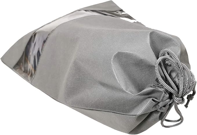 8 PCS 11.8"x17.3" Non-Woven Dustproof Drawstring Bag Travel Shoe Bags Dust Cover Pouch Bag Storage with Visual Window for Handbags Purses Shoes (GREY)
