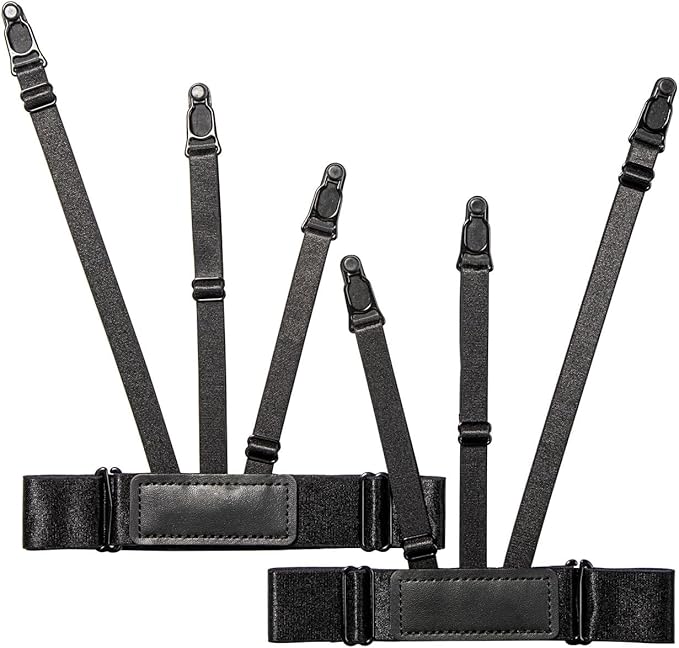 Shirt Stays Garters for Men: Adjustable Shirt Holders Shirt Tuckers Elastic Shirt Keepers for Military Police