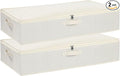 Under Bed Storage Containers, Storage Bins With Lids, Clothes Organizers With Sturdy Structure and Reinforced Handles, Beige, 2 Pack, 31.5 x 15.7 x 5.9 Inch