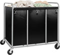 430L Commercial Laundry Cart with Wheels, Large Heavy Duty Rolling Laundry Hamper With Handle and Removable Waterproof Liner Bag, Industrial Dirty Clothes Hampers for Home & Hotel