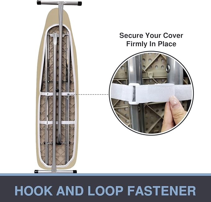 Ironing Board Cover and Pad, Standard Size 15x54, Thick Padding, Elastic Edge, Silicone Coated, Adjustable Fastener, Heavy Duty Padded Iron Board Covers (Sandy Beige, 15" x 54")