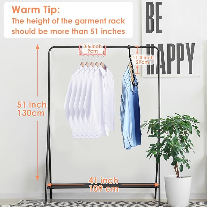 Magic Clothes Hangers Space Saving, Premium Closet Organizers and Storage, Sturdy Plastic Cascading Hanger with 360° Swivel Hooks for 20 Heavy Clothes, College Dorm Room Essentials for Girls, 4 Pack