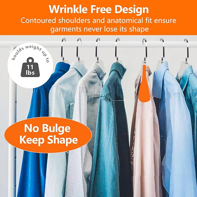 DEDU Suit Hangers for Men 20 Pack, Sweater Hangers No Shoulder Bump Non Slip Width 17.7", Plastic Clothes Hangers Ivory White with Metal Hook