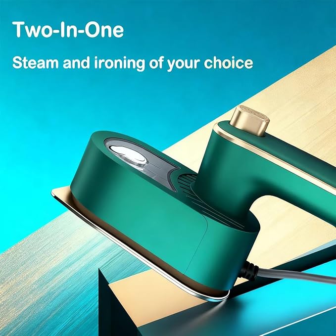Portable Travel Steam Iron, 180° Foldable Handle, 3 Minutes Fast Heating, Anti-Hot Stand, Suitable for Most Fabrics (Silk/Wool/Polyester) and More.