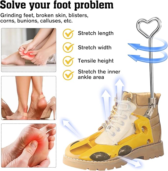 Boot Stretchers for Cowboy Boots 2 PCS Shoe Stretcher for Wide Feet Men Shoe Trees Adjustable Length & Width for Men Women