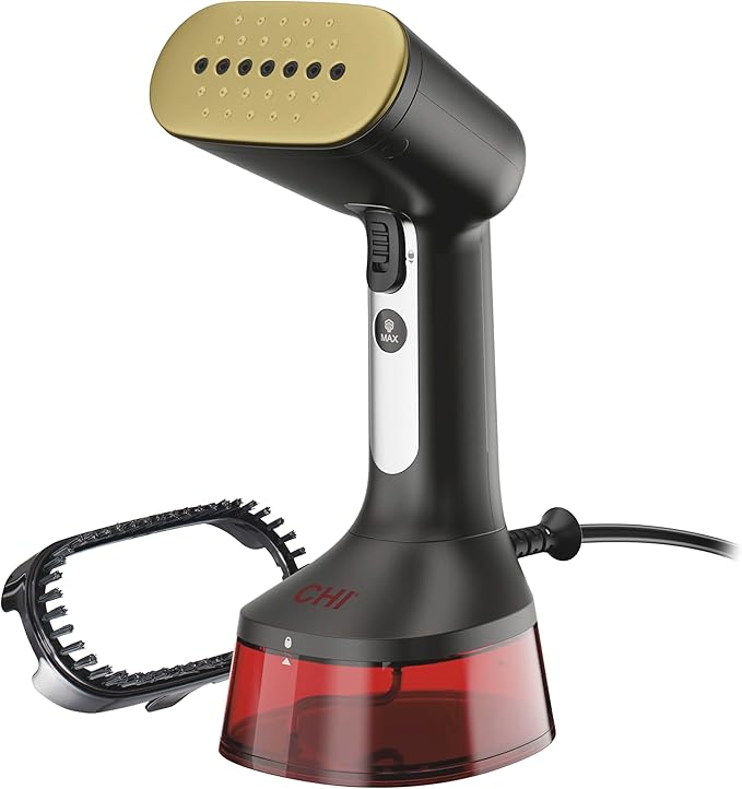 CHI Handheld Garment Steamer for Clothes, Fabric Brush, Large 300 ml Water Tank, 2 Steam Modes, Ergonomic Handle, Portable Steamer for Clothes, 10’ Cord, (11590)