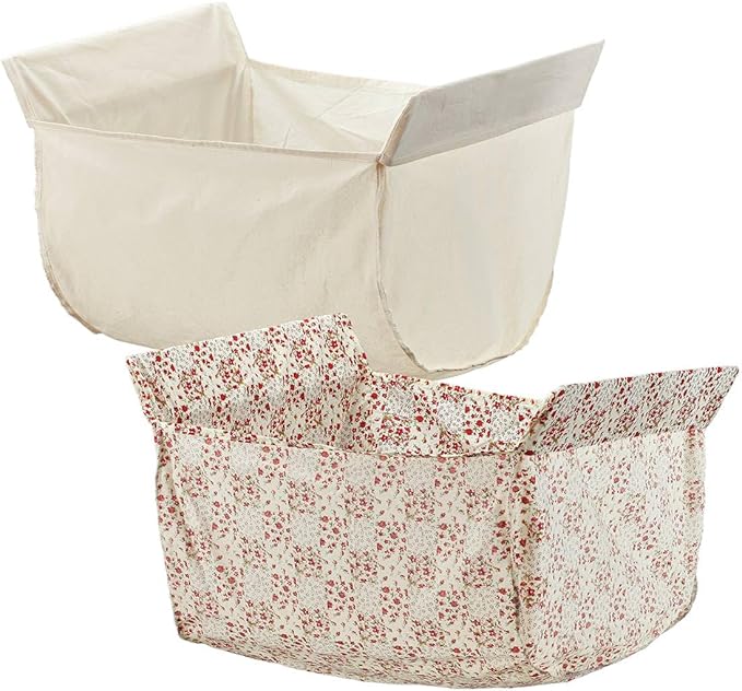Miles Kimball Laundry Cart Liner - White Floral Pattern - Heavy Cotton - Drawstring Closure - 8" x 19" - 12" Deep - Pockets - Modern Style - Laundry Room