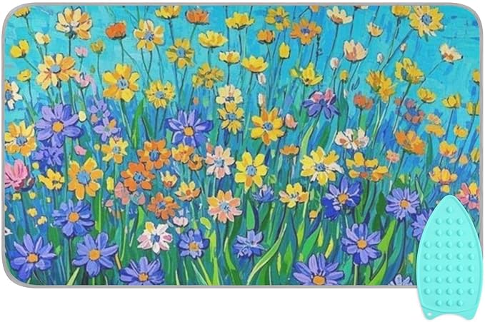 Ironing Mat Pad for Table Portable Travel Iron Blanket Ironing Board Covers Pressing Mat Heat Press Pads 27.6x47.2 Inches Flower Leaf Orange Purple51