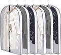 60" Garment Bags for Hanging Clothes, Clear Proof Suits Covers with 4" Gussets for Closet Storage and Travel Hanging Clothes Bag for Coat, Sweater, Jacket, Dress, Shirts (6 Pack - 60")