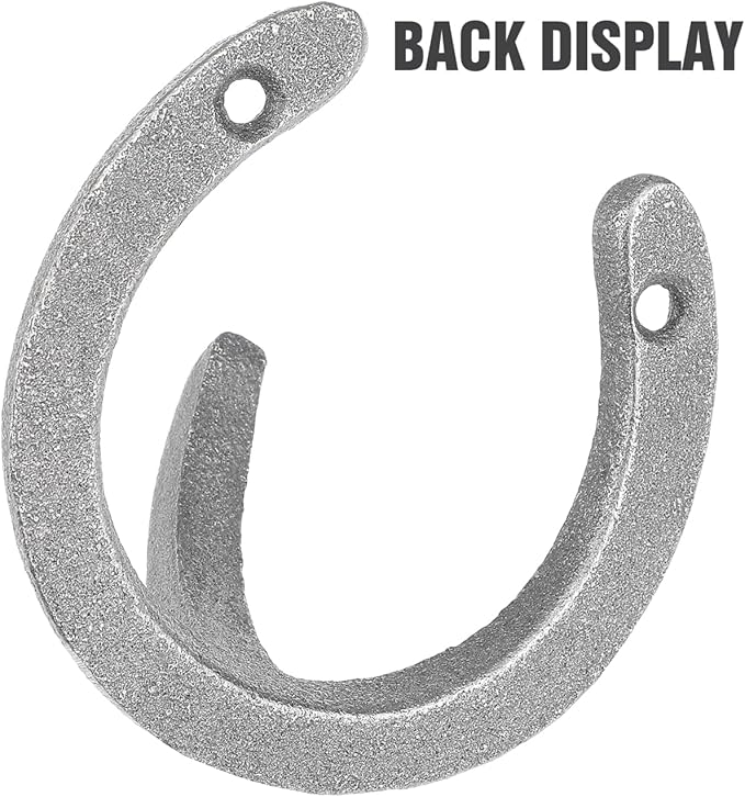 Cabilock Horseshoe Shape Iron Clothes Hooks 4-Pack Wall Mounted Coat Rack Retro Style Home Organization for Entryway Kitchen Bathroom 3.74X3.54X1.57In