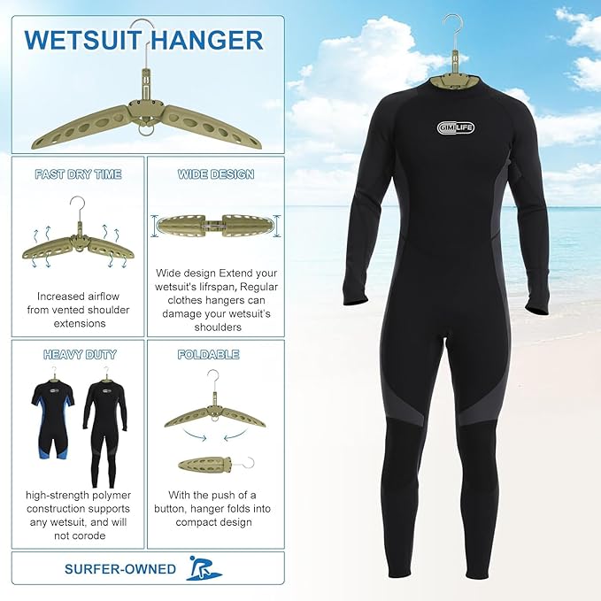 Wetsuit Hanger, Gimilife Quick Dry Foldable & Vented Dryer for Wetsuit Dry Suit, Surfing & Scuba Diving Accessory, Perfect to Dry Wetsuit Drysuit Life Jacket or BCD（1 PCS ）