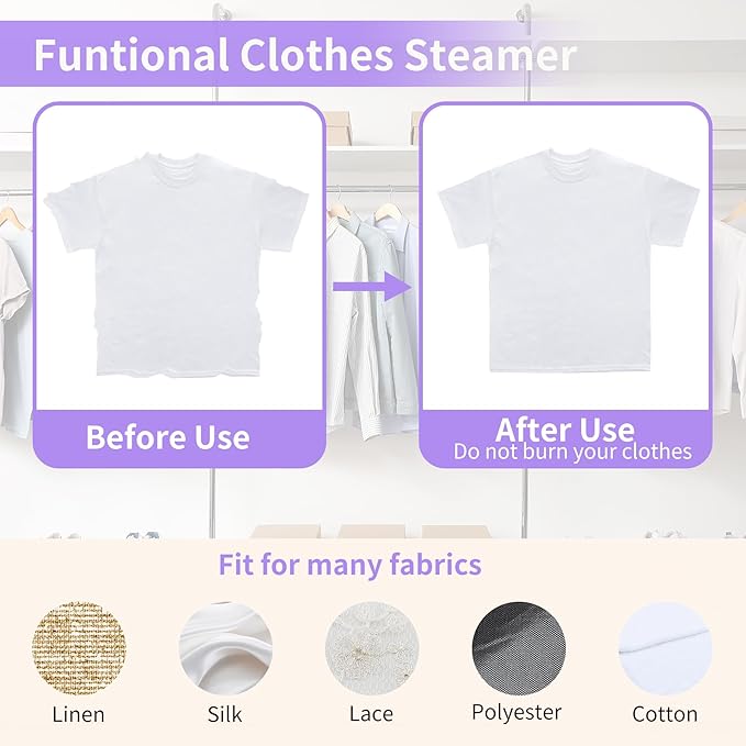Portable Handheld Steamer for Clothes, 2-in-1 Ironing & Steaming,180° Rotatable Multi-Directional, Mini Travel Steamer,suitable for clothing of suitable sizes/thickness for Dorm Room, Purple