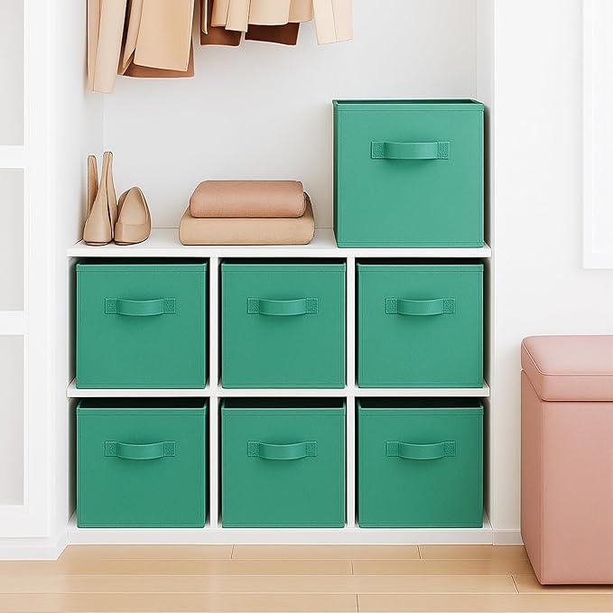 ShellKingdom Storage Bins, Foldable Fabric Storage Cubes And Cloth Storage Organizer Drawer For Closet And Toys, 2 Pack (Forest Green)