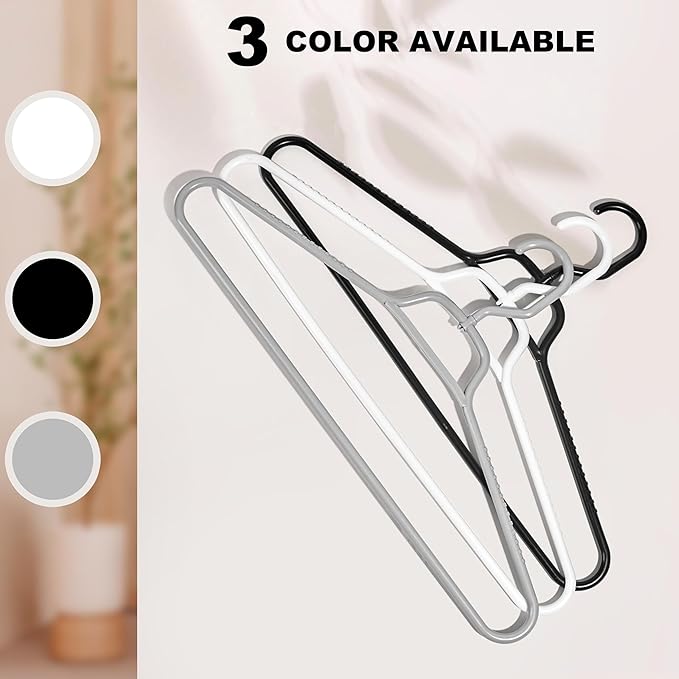 Quality Hangers Heavy Duty Gray Plastic Hangers 40-Pack with Swivel Hook | 7mm Thick Non Slip Coat Hangers with Accessory Bar | Ideal Clothes Hangers Plastic for Everyday Use | 17 Inches (120, Grey)