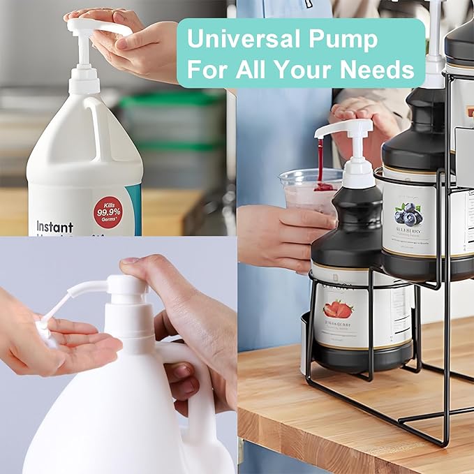 Universal Gallon Pump Dispenser for Gallon Jugs, Shampoo Pump for Conditioner Laundry Detergent Liquid, Fits 1 L / 33.8 oz Bottles, 38/400 Neck Size, 2 Pack