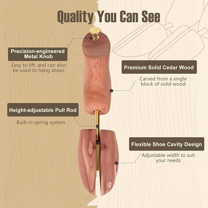 Cedar Boot Trees for Men & Women- Shoe Tree for Boots - Shoe & Boot Trees - Boot Stretcher & Shaper