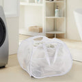 TECHMILLY Collapsible Mesh Pop Up Laundry Hamper with Strong Handles, Large Opening Clothes Hamper with Side Pockets, Storage Baskets for Dorm, Laundry Room, Bathroom or Travel (White, 90L)