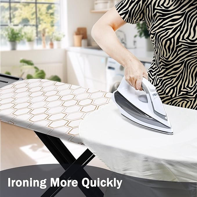SheeChung 14"x42" Over The Door Ironing Board Cover and Pad,Thick Iron Covers with Fastener Straps,Durable Scorch & Stain Resistant Padded Door Ironing Board Cover