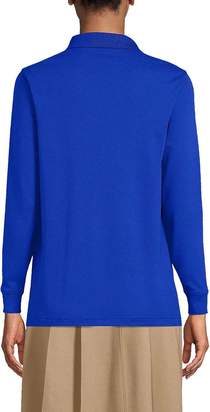 Lands' End School Uniform Kids Long Sleeve Interlock Polo Shirt