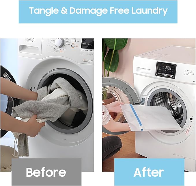 4 Pcs Large Mesh Laundry Bags for Delicates Intimates Lingerie with Zipper 2 Pcs 24” x 24”, 2 Pcs 20” x 24”