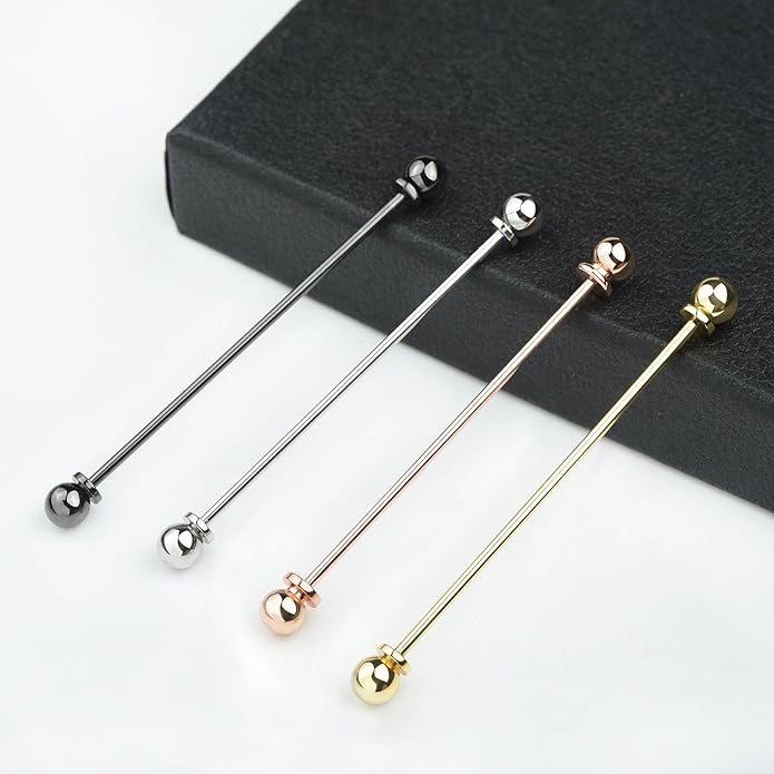 Classic 4-Piece Set Solid Brass Collar Bar for Men Multi-Style Metal Anti-Curl Shirt Collar Stays Tie Pins