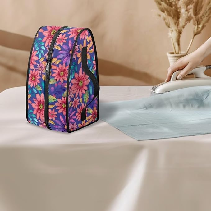 Abstract Daisy Flower Leaf Print Steam Iron Case Waterproof & Dustproof Steamer Storage Bag Portable Travel Iron Holder Case Iron Accessories, Case Only