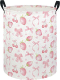 Baby Laundry Hamper kids laundry Basket Waterproof Laundry Bag for Bedroom Toy Clothes Organizer Room Décor(Bowknot strawberry)
