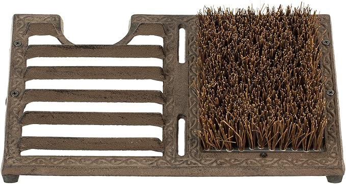 MyGift Heavy Duty Rustic Cast Iron Boot Scrubber for Outdoor Porch, All Weather Outdoor Shoe Scraper Brush and Boot Puller with Angled Design