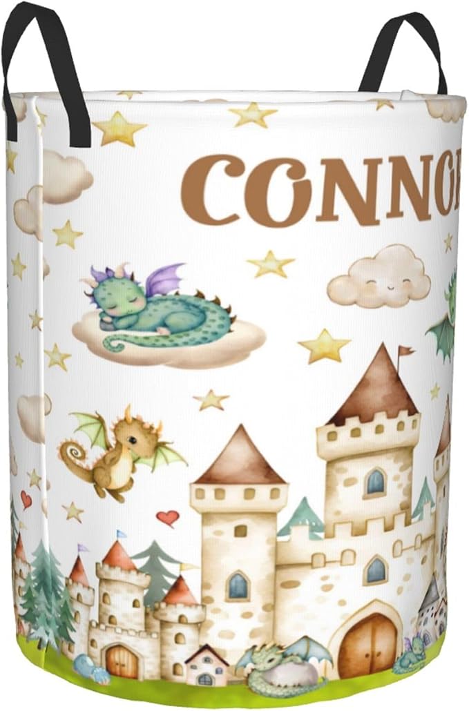Personalized Dragon Laundry Basket For Baby Kids Boys Girls Adult Custom Hamper Basket With Name For Bathroom Bedrooms Collapsible Baby Laundry Basket, Dirty Clothes Hamper With Handles