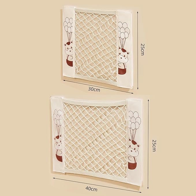 Mesh Storage Bags 2Pcs, Portable Self-adhesive Laundry Bag Pockets for Socks and Underwear Storage, Wall Mounted Mesh Storage Organizer Net for Home and Office, Small Car Net Pocket