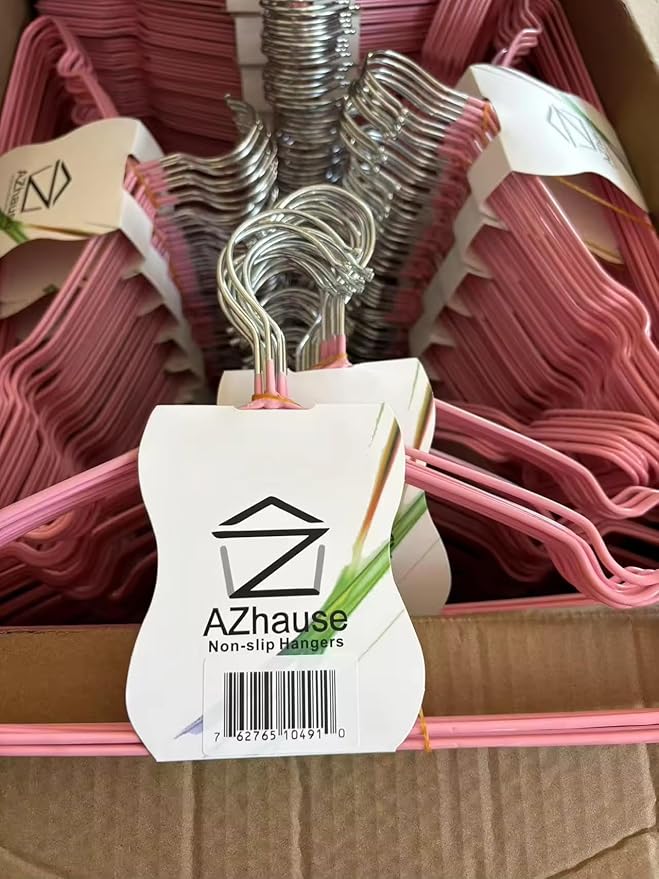 Closet Wire Coat Metal Hangers for Adults, Clothes Hanger for Cloth Non-Slip Dip Hangers, 10-Pack (Soft Pink)