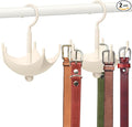 White Umbrella Hook Hanger - 2Pcs Christmas Gift Key Belt Bra Hanger Holder Stackable Closet Organizer for Bag Purse Scarves Hat, 360° Rotating Space Saving Hooks for Home Kitchen Bathroom