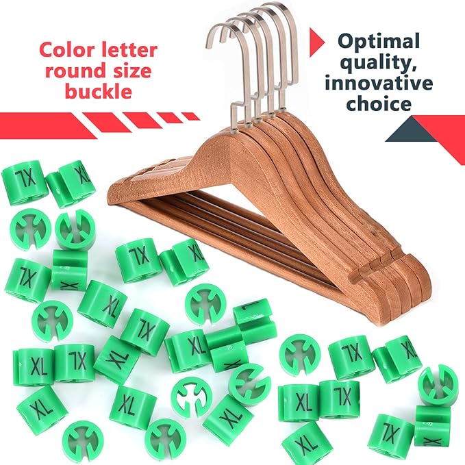 Swpeet 150Pcs Green Plastic Clothes Hanger Size Markers Assortment Kit, XL