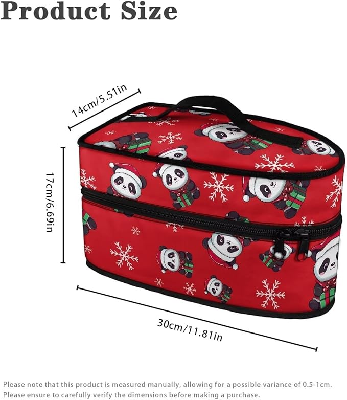 Christmas Gift Panda Iron Storage Bag with Zipper Handle Fits Outing Cute Colorful Steam Iron Storage Case for Travel or Storage