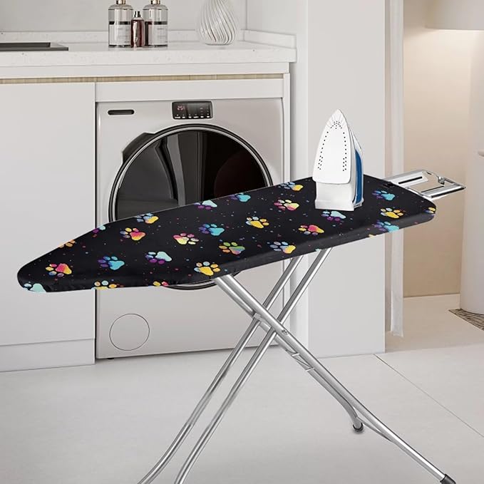SEANATIVE Colorful Dogs Paw Ironing Board Cover 15 x 54 inch, Elastic Edge Scorch Resistant Ironing Board Cover and Pad Protective Cloth