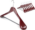 Coat Hanger 8-Pack, MEQUTION Wood Hangers Trouser Hangers Extra Wide Shoulder Wooden Hangers for Heavy Coat, Sweater, Skirt, Suit, Pants, Retro Finish (Cherry)