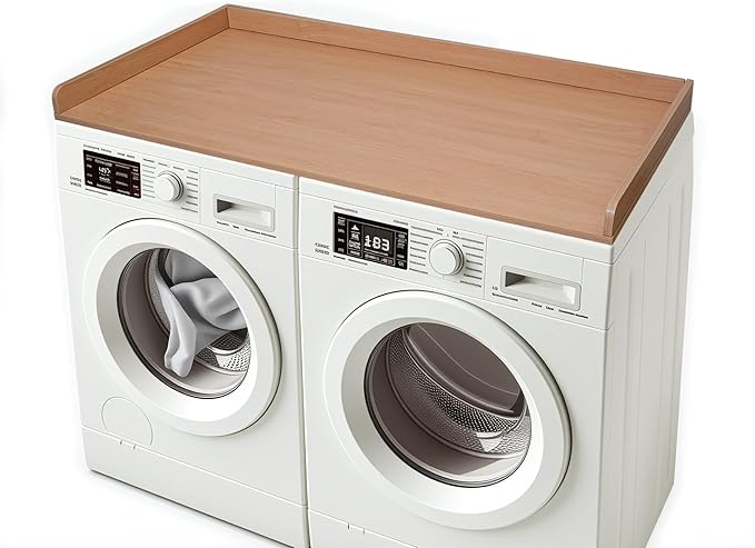 Washer Dryer Countertop Cover 54x27.5 Inch - Wood Laundry Table Top Organizer for Washing Machine & Dryer Set with Protective Edge, Heavy Duty Shelf (Oak)