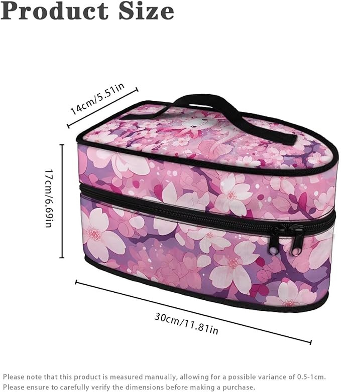 Cherry Blossoms Axolotl Iron Portable Storage Bags for Travel for Travel Iron Mini Dry Iron and Accessories with Handle and Smooth Zipper for Most Irons