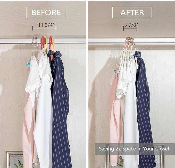 MIZGI Premium Velvet Pants Hangers with Clips (Pack of 10) Slim Skirt Hangers- Non Slip Felt Outfit Dress Hangers Ivory - Copper/Rose Gold Hooks,Space Saving Shirt Clothes Hangers