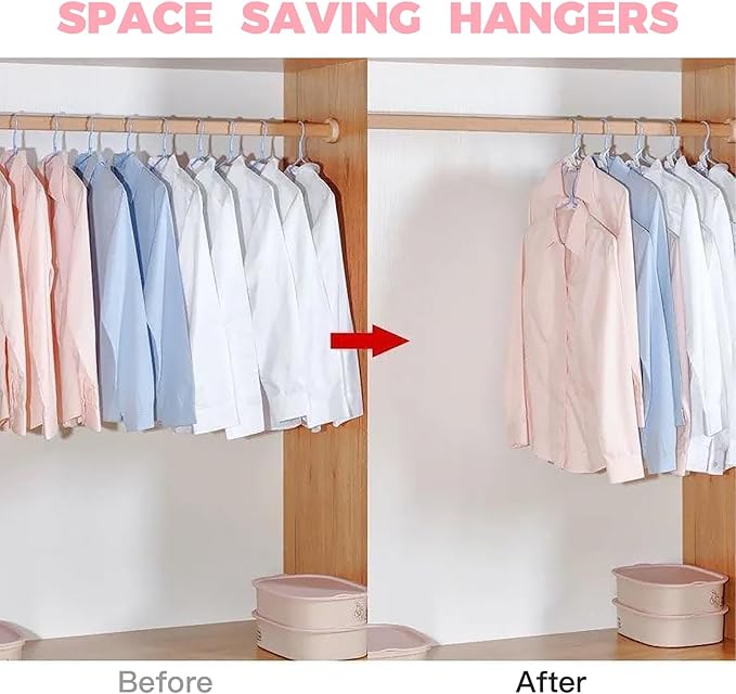 50 PCS Hanger Connector Hooks, Space Saving Hangers, Closet Hanging Organizer for College Dorm Room Essentials, Thickening Upgrade (Blue-50 Pcs)