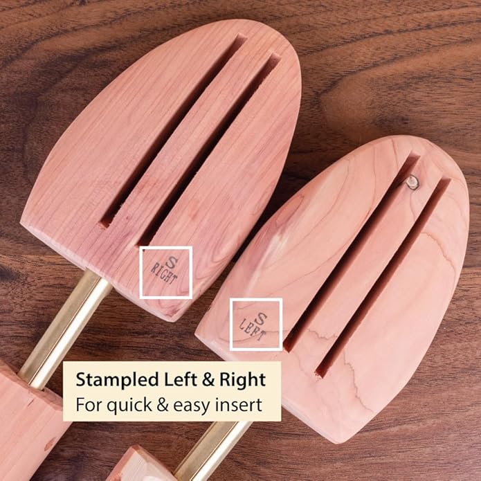 FootFitter Men’s Cedar Shoe Trees, Full Block, Wide Heel, Aromatic Moisture‑Absorbing Shoe Shaper, Premium USA Cedar (LE11)