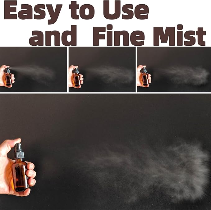 4 PACK 2 oz Amber Small Glass Spray Bottles, Empty Spray Bottle for Hair, Plants, Perfume - Fine Mist, 2oz Mini Spray Bottle