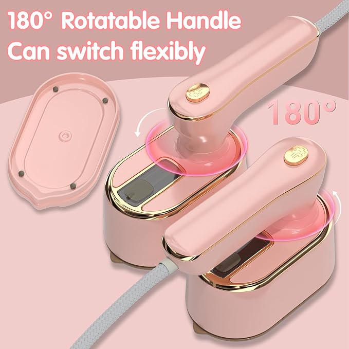 Travel Steamer Iron for Clothes Mini - Portable Ironing Machine Travel Small Size Portable Steamer Travel College Dorm Home Essentials (Coralpink)