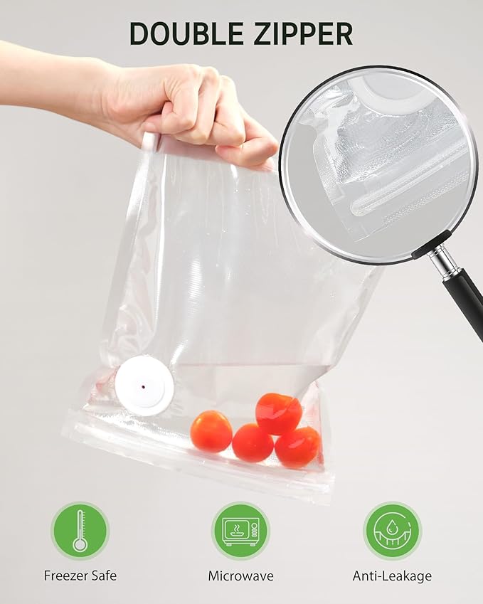 [2026 Upgraded] Syntus 80 Pcs Vacuum Sealer Bags for Food, Reusable BPA-Free Food Storage Bags for Sous Vide Microwave Heating, Air Valve Zipper Bags (20 Small+20 Medium+20 Large+20 Extra Large)