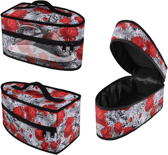 Rose Print Steam Iron Case Steamer Storage Bag Portable Travel Iron Carrier Bag with Handle Lightweight Iron Accessories, Case Only