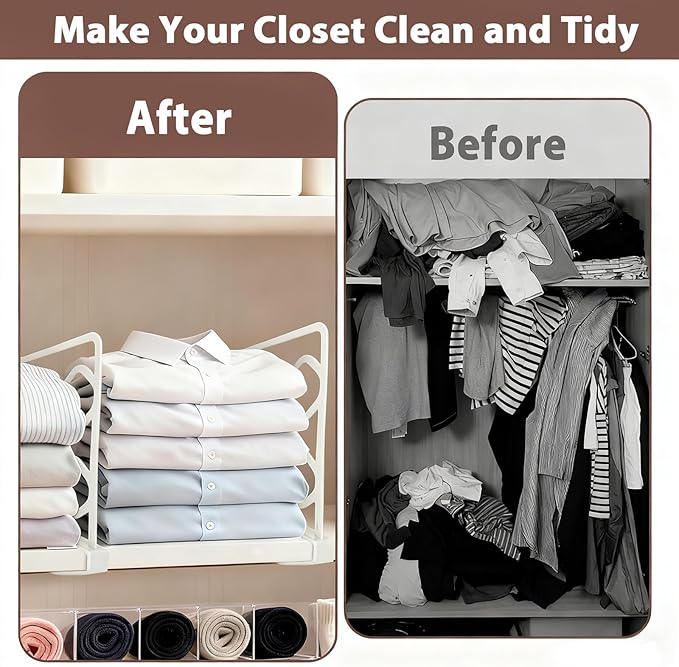 2-Pack Closet Shelf Dividers, PP Plastic Shelf Organizers for Closet Organization, Sturdy Dividers for Clothes, Purses and Shelves in Bedroom, Pantry & Kitchen (White 2-PCS)