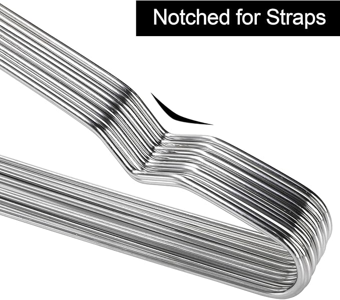 Tosnail 50 Pack Stainless Steel Strong Wire Metal Hangers Heavy Duty Clothes Hangers - 16.5"/42cm