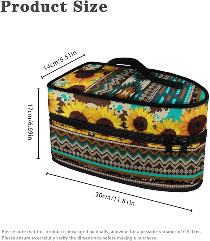 Indian Sunflower Iron Portable Storage Bag for Clothing Store Reusable Easy to Clean Steam Iron Storage Case with Zipper Closure